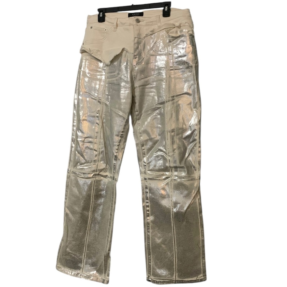 Metallic coated jeans. Size large. Waist 16”. Inseam 30”. Bootcut.